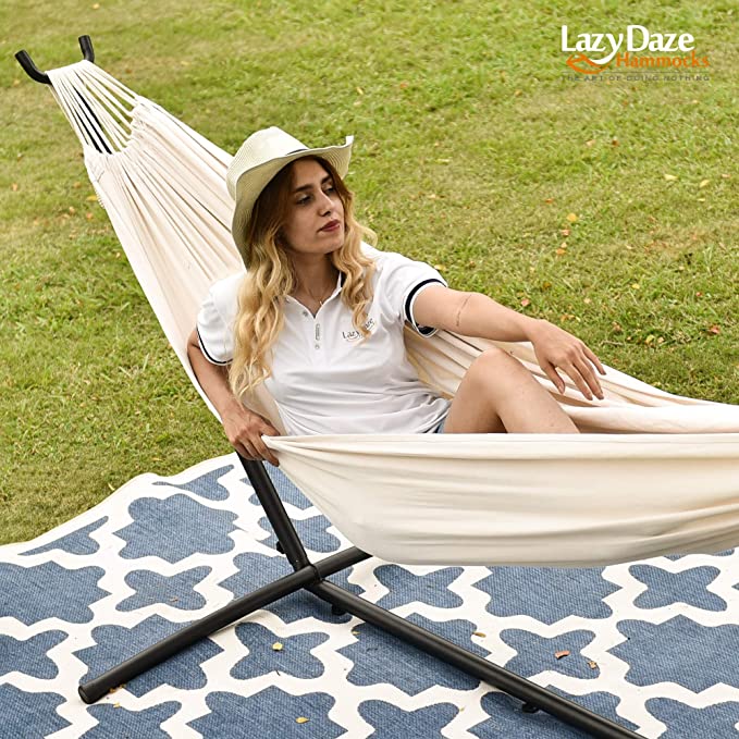 Lazy Daze Double Cotton Hammock with Stand