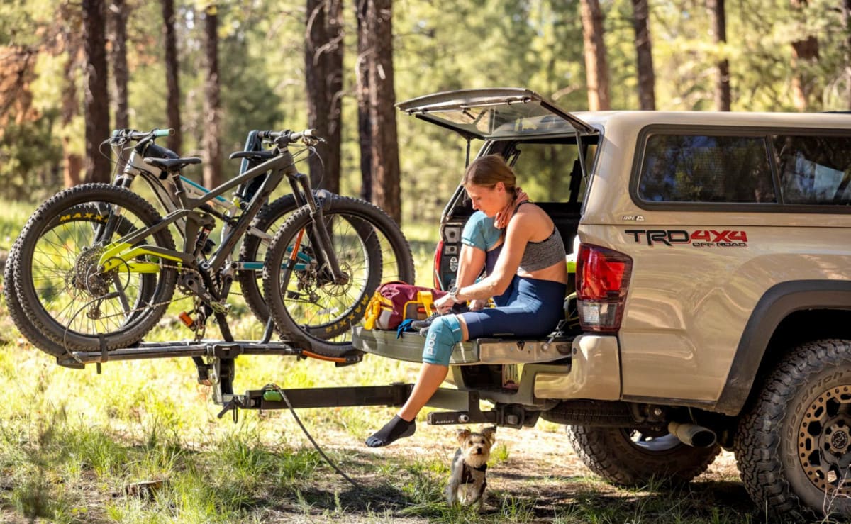 hitch mounted bike rack on a tacoma