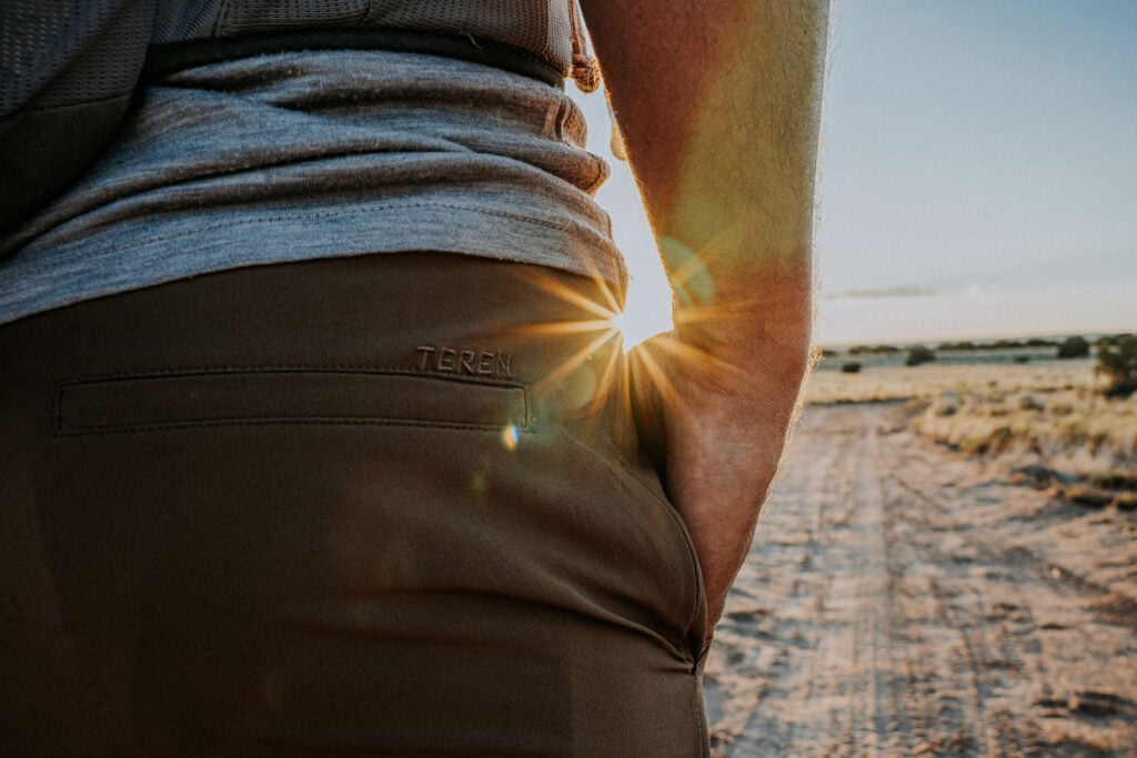 Close-up of TEREN's lightweight traveler pants